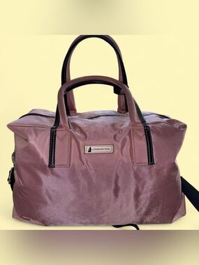 London Fog Mauve-Pink Travel Tote with Black Trim